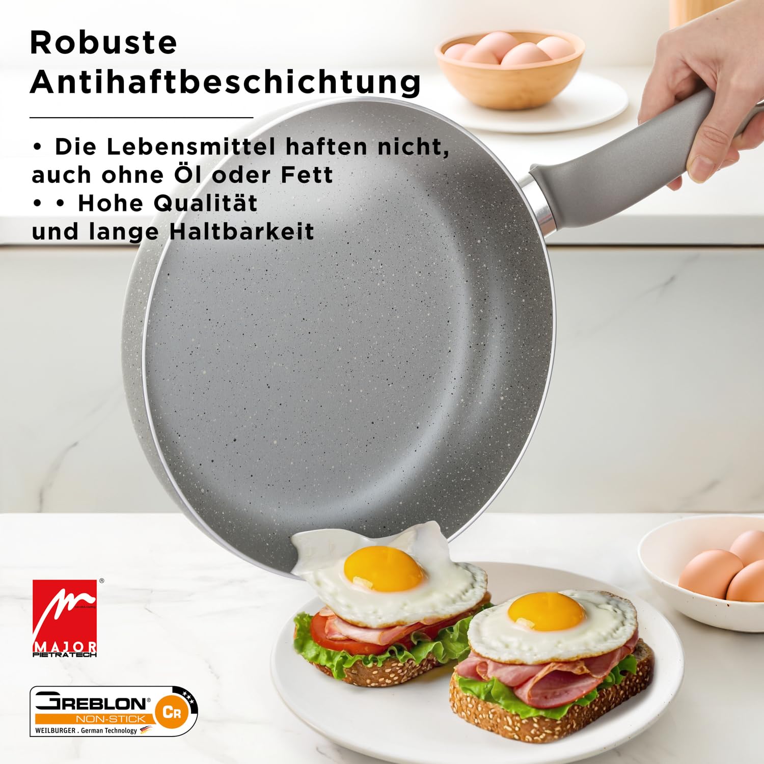 KASANOVA Set Töpfe für traditionelle Kochfelder, antihaftbeschichtetes Töpfe-Set, Kochgeschirr-Set, gesundes, schnelles und gleichmäßiges Kochen. Hergestellt in Italien. (16 teile)