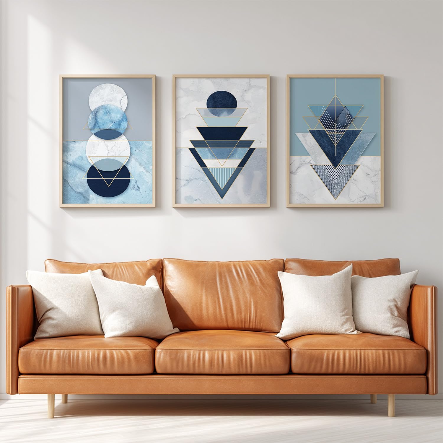 3 sztuki Obraz na płótnie, nowoczesny obraz ścienny do wystroju domu, geometryczna abstrakcyjna tekstura marmuru złota linia niebieska luksusowa, 40 x 60 cm x3