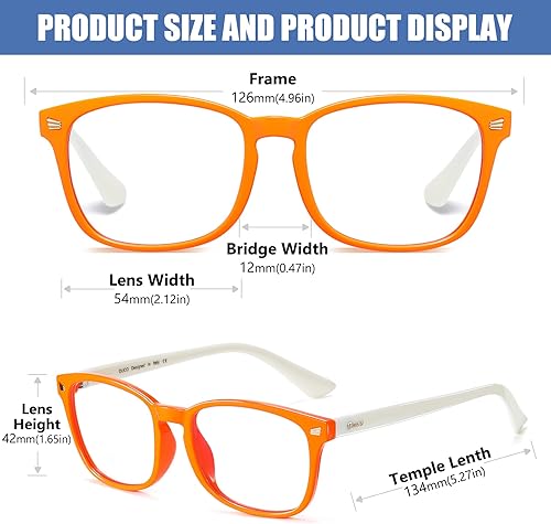 Miniatura 3 de DUCO K028 - Lentes de luz azul para niños y niñas, para juegos de computadora, antirrayos UV, para niños de 6 a 10 años