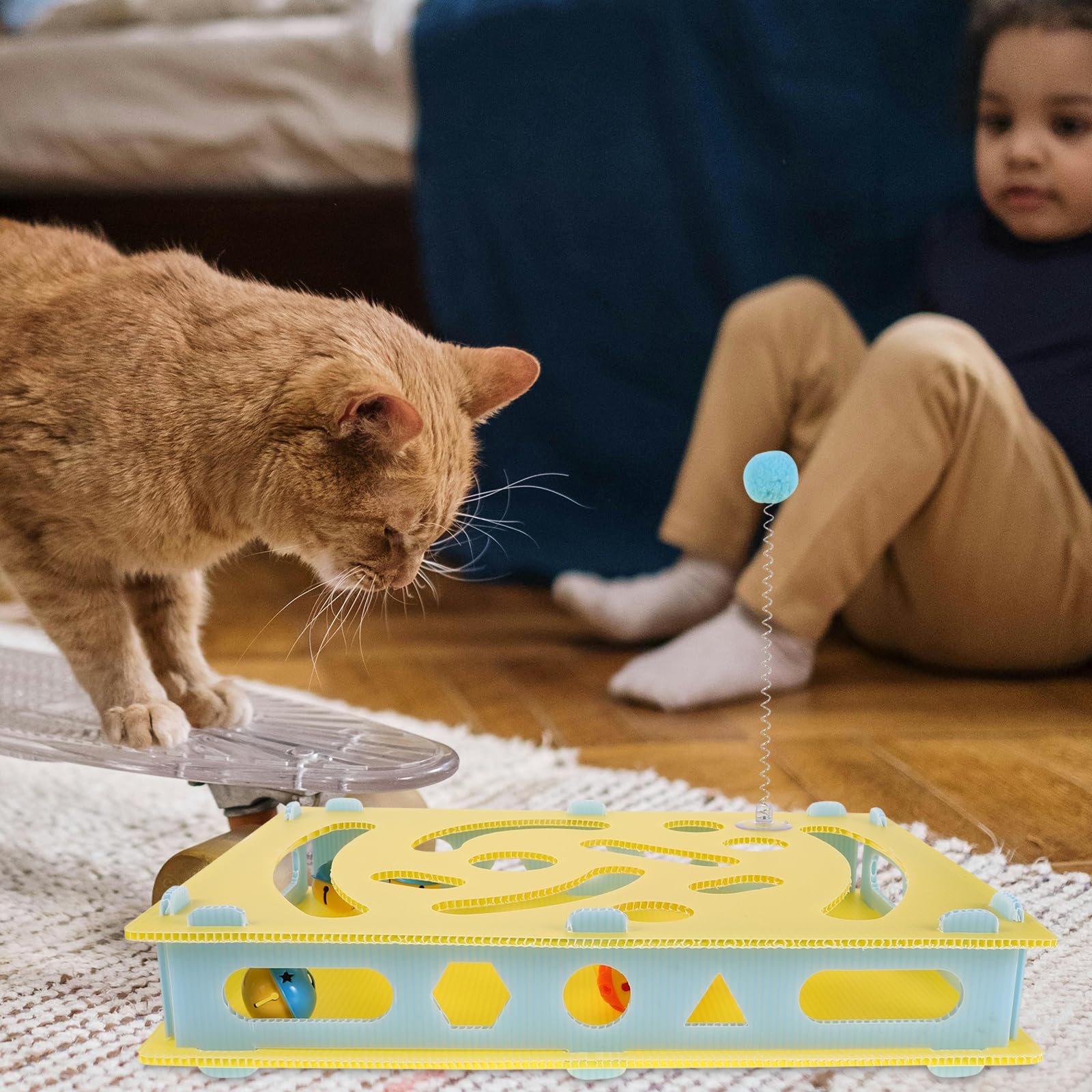 BESTonZON Gioco Interattivo per Gatti Labirinto Distributore di Cibo e Dolcetti Puzzle Giocattoli di Arricchimento per Alimentazione Lenta Supporto per attività Fisiche e Stimolazione Mental