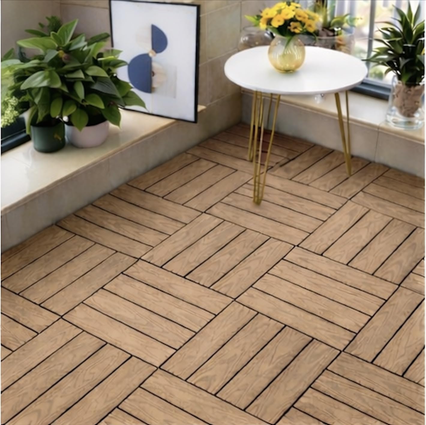 RHP 22 x baldosas clic WPC premium – baldosas para terrazas y balcones 30x30 cm, aspecto de madera, resistente al agua, resistente a la corrosión, sistema de clic, fácil de instalar (JS-1)