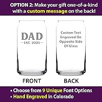 Vista 3 de Custom Dad Est 20XX - New Father Beer Can Pint Glass Gift for First Time Parents - Personalized Bold 16 Oz Glasses