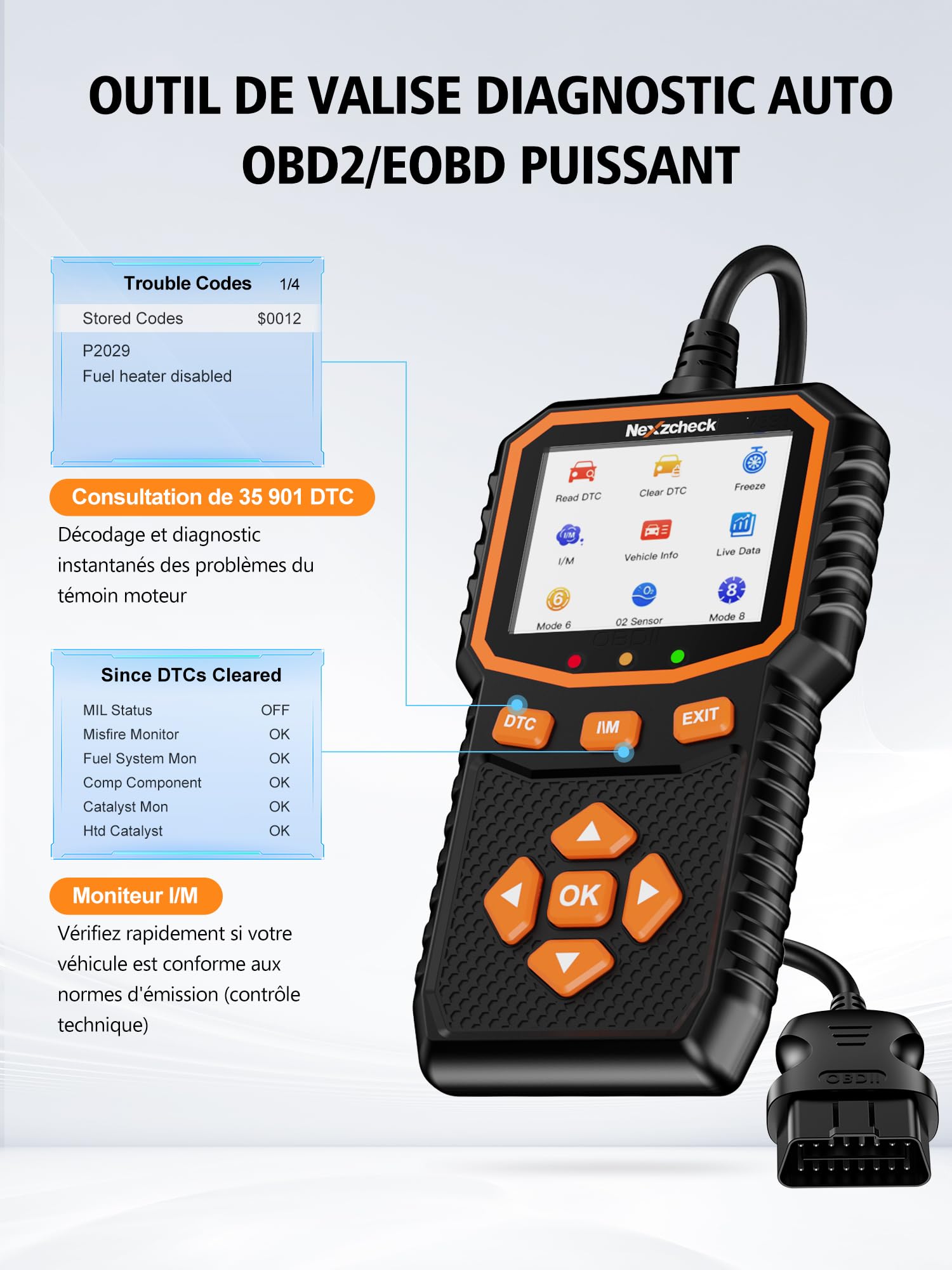 OBD2 Diagnostic Valise Voiture Auto: OBD Valise Diagnostique Auto Multimarque Français Fonctions Complètes OBD2 - Lecteur de Codes Erreur Moteur pour BMW Peugeot VW Audi Tous Véhicules Compatibles OBD