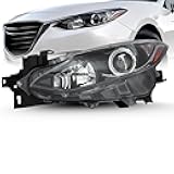 Replacement for Mazda 3 I Sport/i Grand Touring/I Touring/i SV, Sedan/Hatchback 2014 2015 2016, Headlight Assembly, Halogen Headlamp, Left/Driver Side