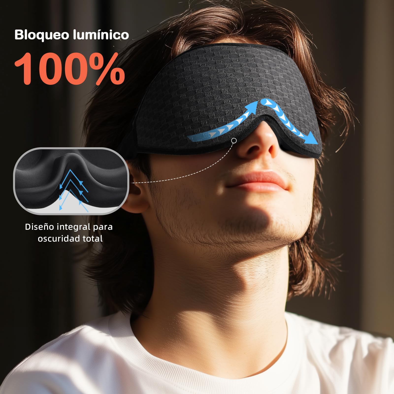 INNELO Máscara de Dormir 3D para Hombres y Mujeres, Versión Mejorada 2025 para Durmientes Laterales, Antifaz con 100% de Bloqueo de Luz, con Órbitas Oculares Cómodas y Sin Presión para Viajes, Negro