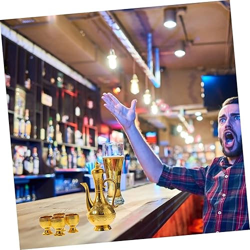 Miniatura 5 de COHEALI Taza de ofrenda budista, 1 juego de tazas de agua dorada con hervidor de agua, cuenco de meditación para yoga, tazas de oración budista,