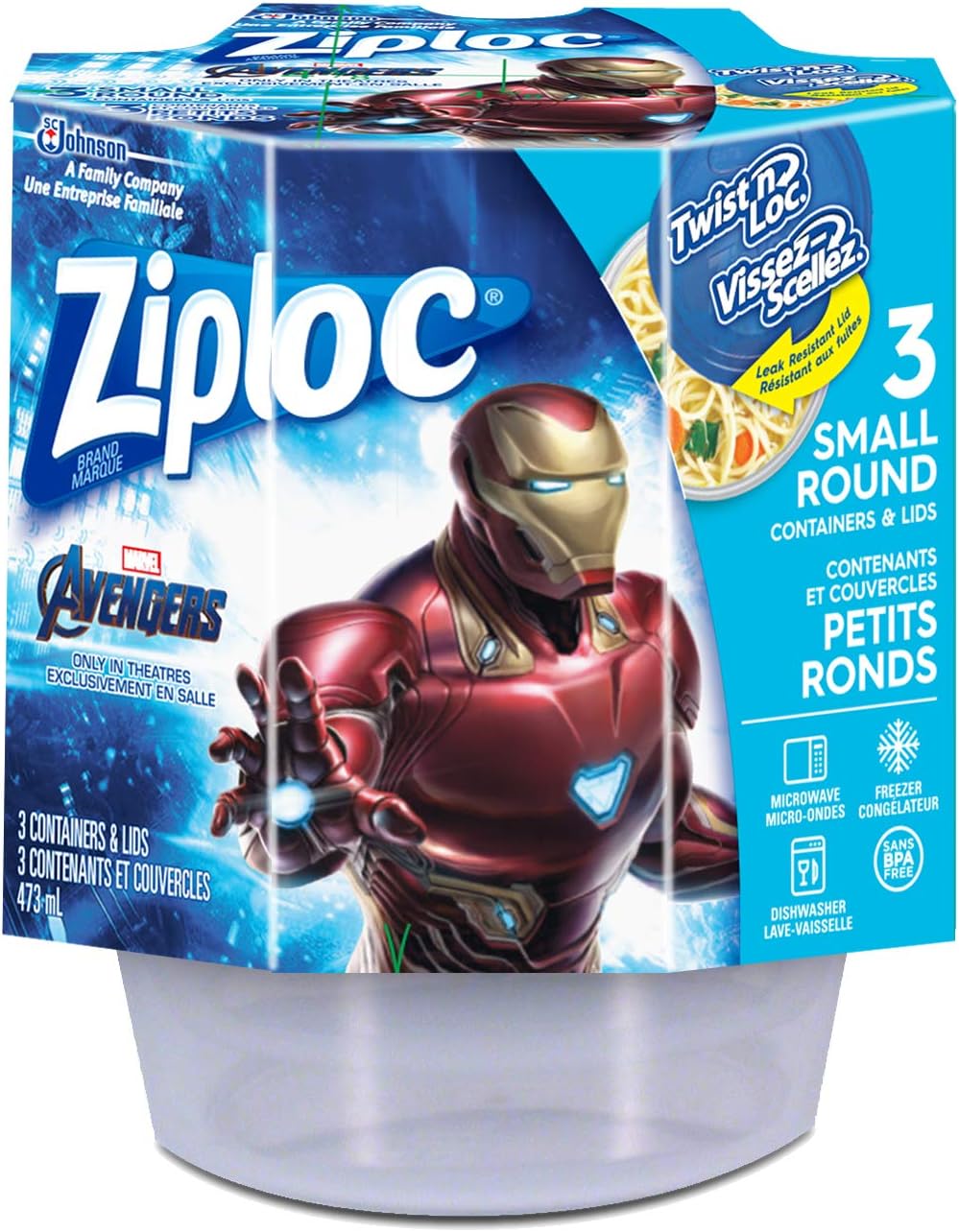Ziploc Twist N Loc Small Round Containers, Featuring Marvel Studios’ Avengers Infinity War