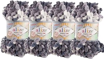 Alize Puffy Fine Color Baby Blanket Small Loop 100% Micropolyester Soft Yarn Lot of 4skn 400gr 64yds 5925