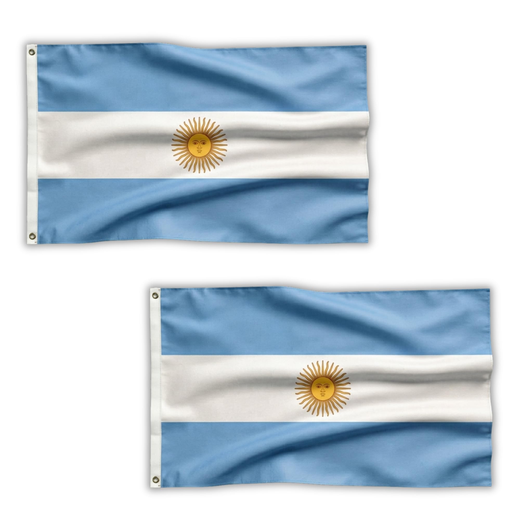 2 Pcs Argentina Flag 5ft x 3ft with Brass Eyelets – Polyester Argentine Flag Banner for Football Matches, Fan Parties, Home & Garden Display