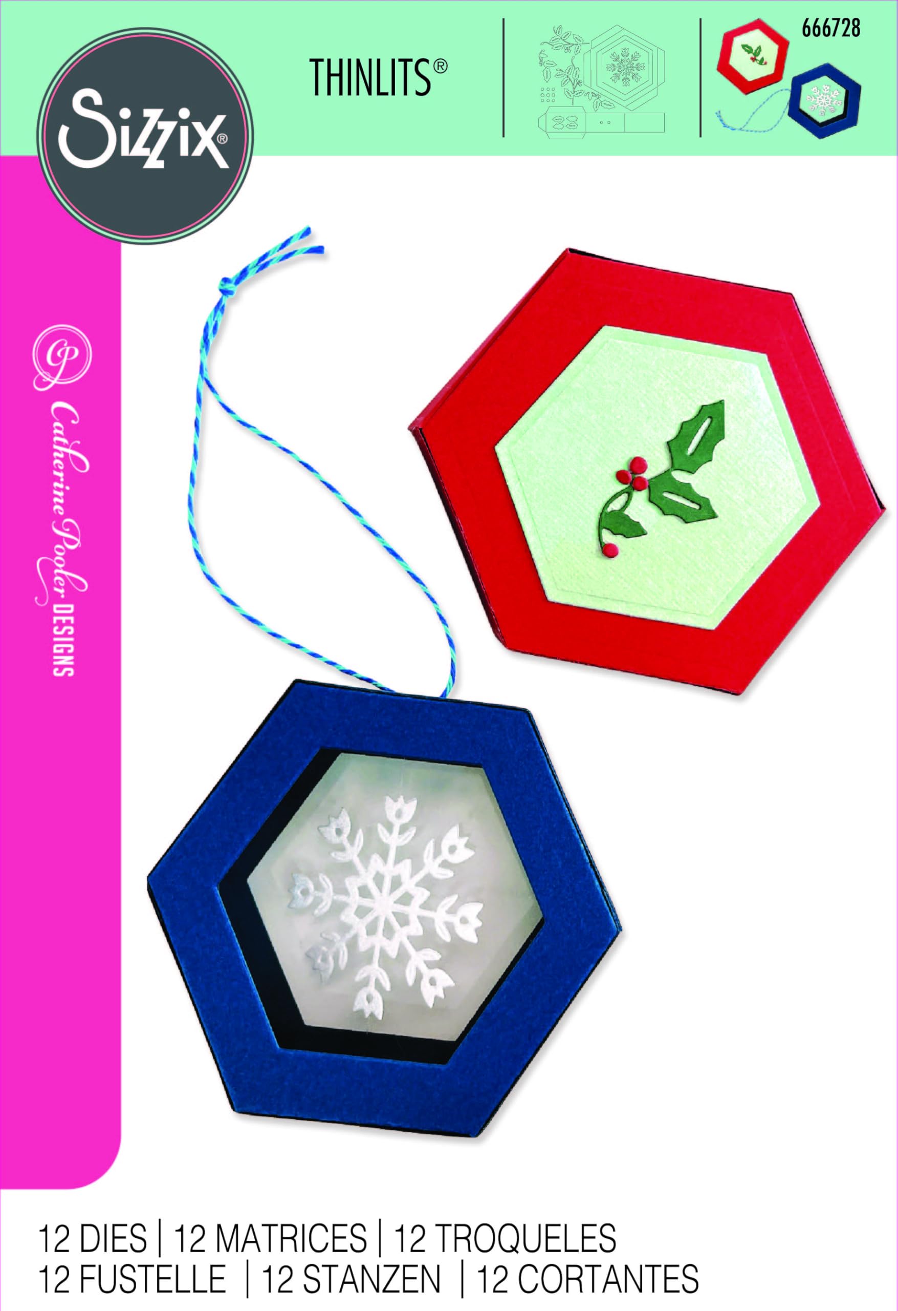 Sizzix Thinlits Die Set Hanging Ornament Box by Catherine Pooler, Silver - Image 3