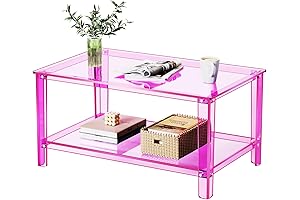 Charming Colorful Abstract Coffee Table with Nomal 2 Tier Shelf