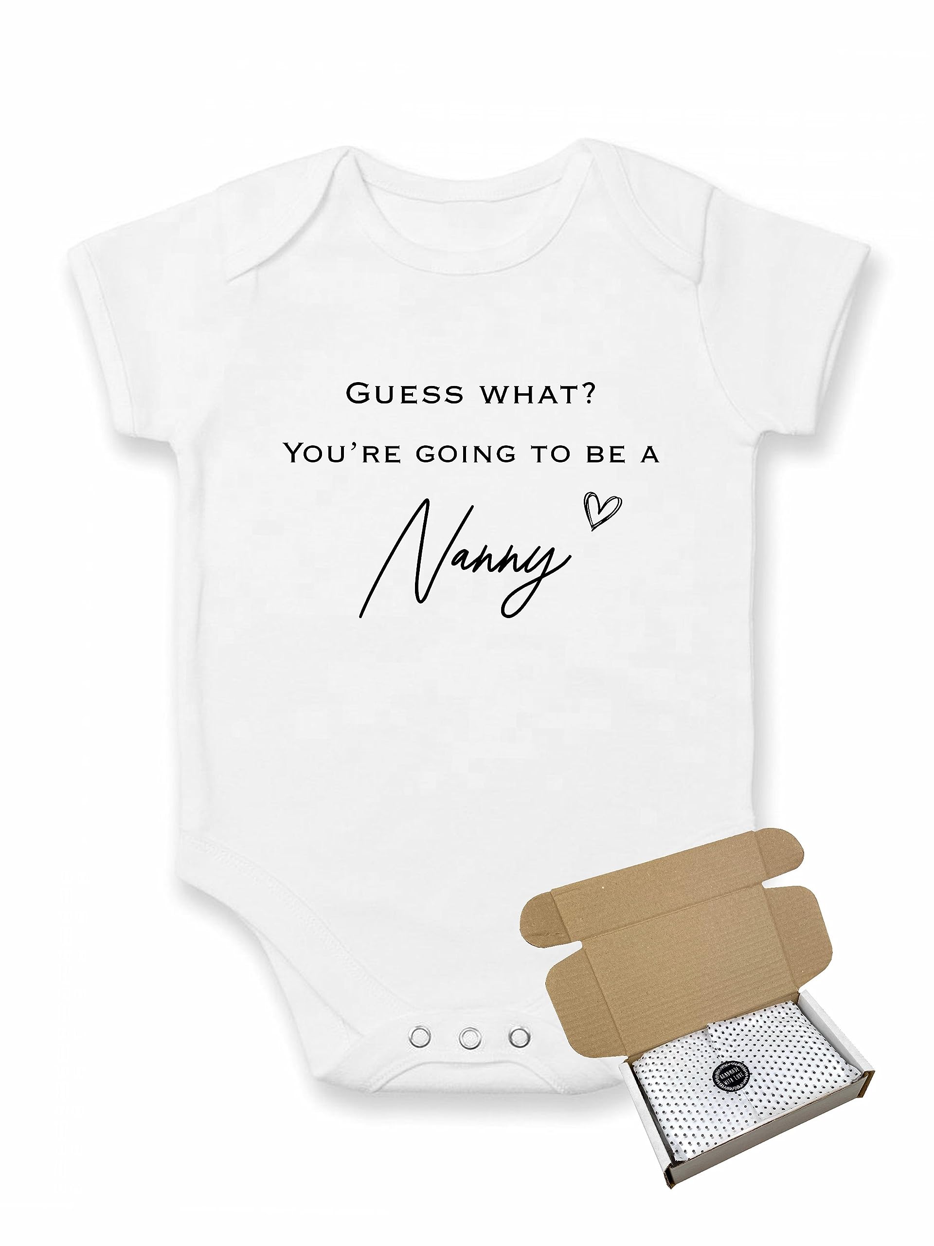 allaboutthebump Guess What? You're Going To Be A Nanny | Baby Announcement Vest Bodysuit (Pregnancy Reveal) - Gift Wrapped with Box