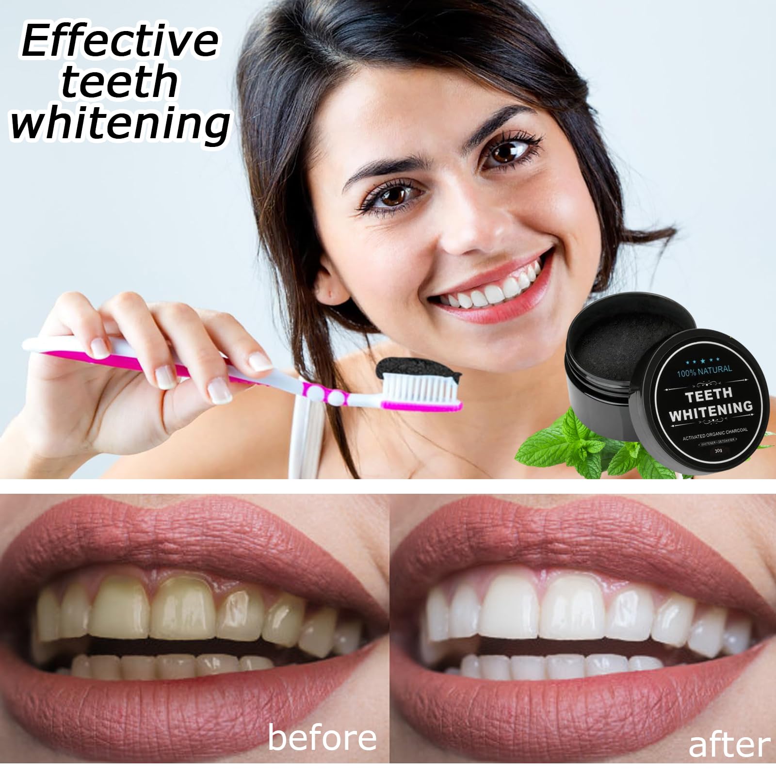 2 Pezzi Sbiancante Dentale Sbiancamento Dentale Polvere Sbiancante Denti Con Carbonio Attivato Gratuito 2 Pacchetti Di Strisce Sbiancanti Denti
