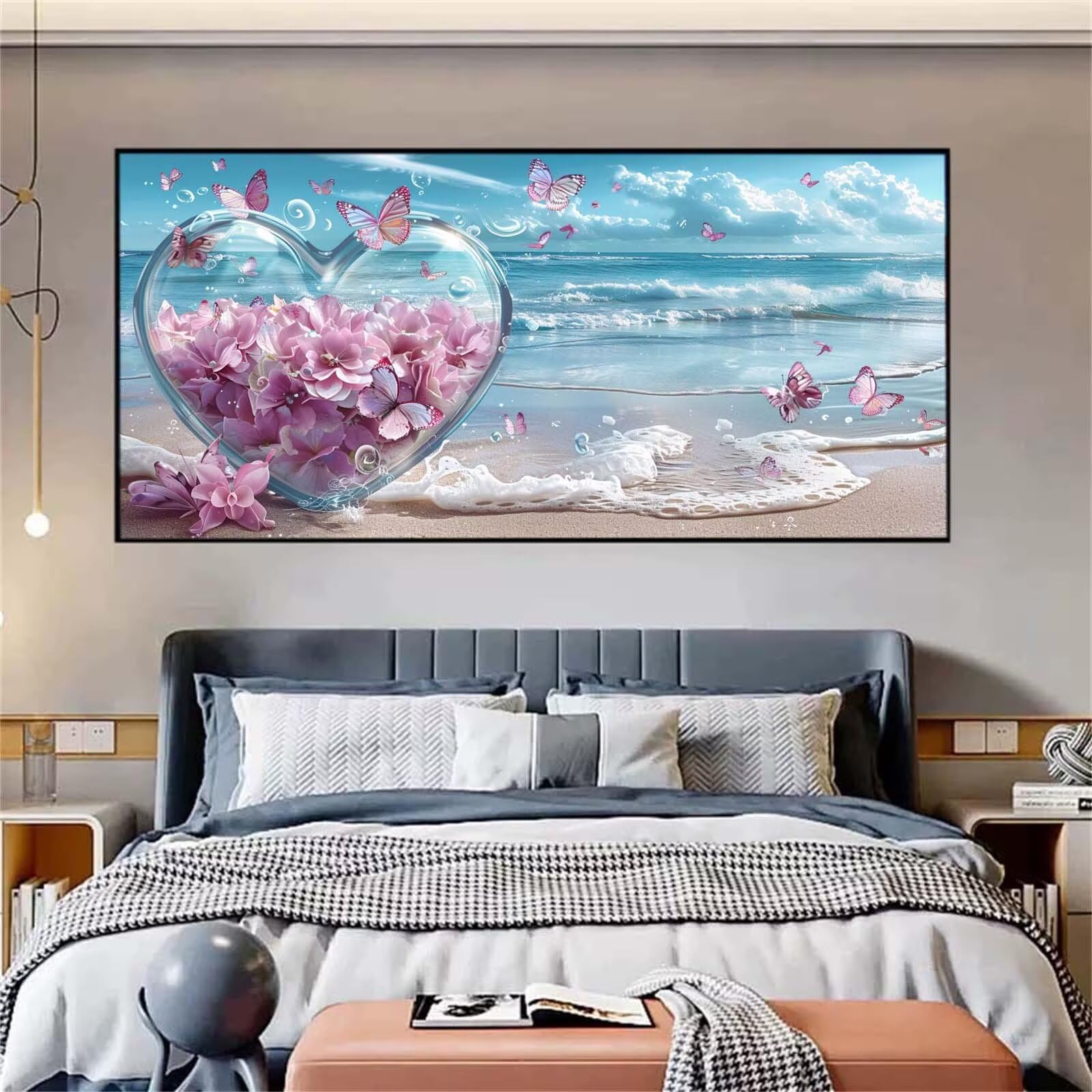 5D Diamentowe Malarstwo Pełny Zestaw Plaży, Diamentowe Malarstwo Motyl Diamentowe Sztuka Rzemiosła Dorośli Prezent Dzieci, DIY Haft Krzyżowy Haft Obraz Diamentowy Do Dekoracji Domu 80x160cm L-548