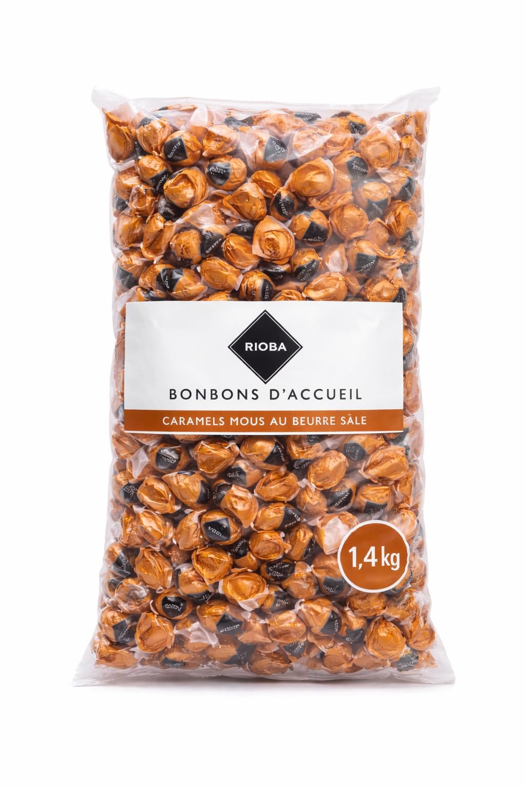 Bonbons d'Accueil Caramel Au Beurre Salé Rioba - 1,4 Kg mini-bonbons à offrir, restaurant, salle d'attente, conférence, Accueil Garage, concessionnaire auto
