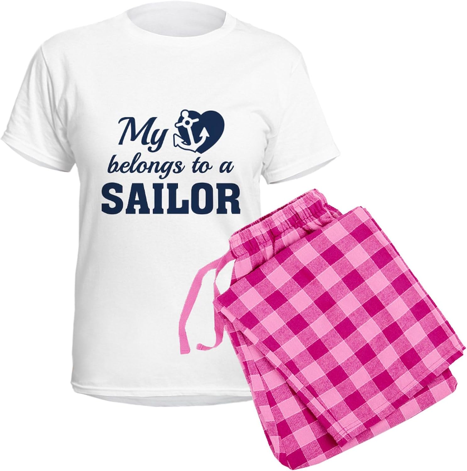 CafePress Heart Belongs Sailor Women's Light Pajamas Women's Novelty Cotton Pajama Set, Comfortable PJ Sleepwear