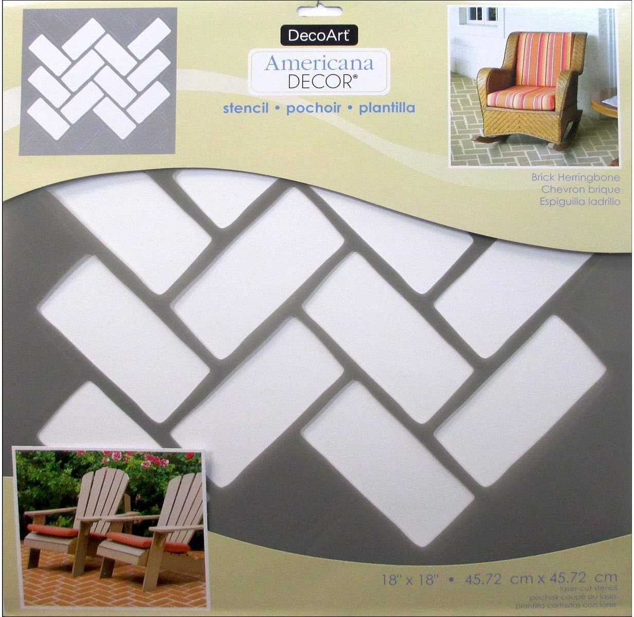 Decoart DECADS-K.406 Decor Stencil 18x18 Hringbon Americana Decor Stencil 18x18 Herringbon