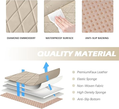 Miniatura 2 de TTMiku Paquete de 2 fundas de asiento inferior para automóviles, color negro de piel sintética de lujo, protector de cojín para asientos delanteros