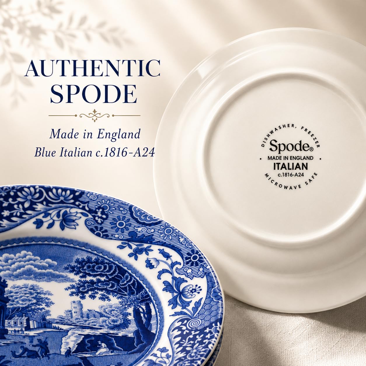 Spode Lot de 4 assiettes à pain et à beurre italiens Bleu