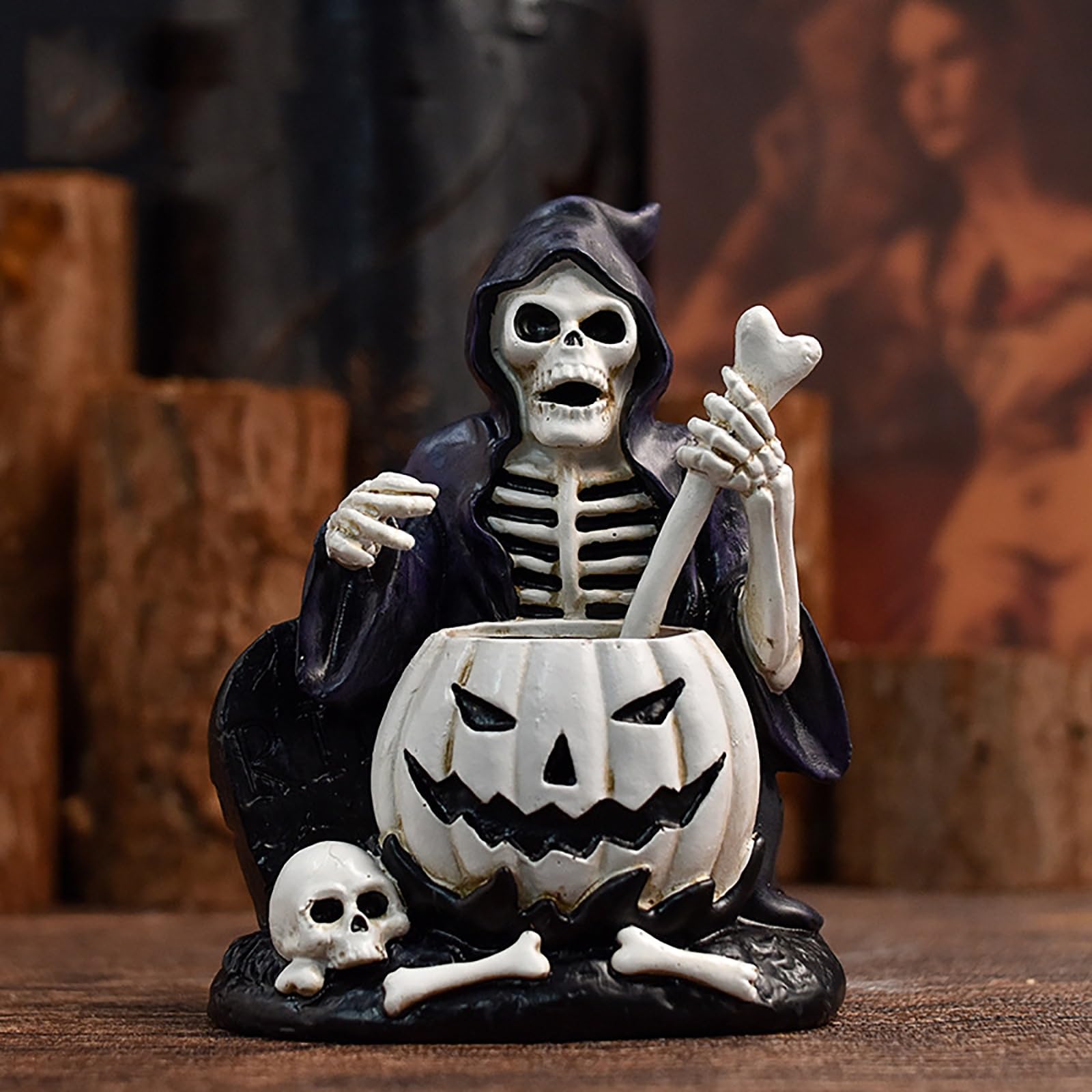 ◆オーダー用◆ダイカット ハロウィン お化けカボチャ列車 死神  包帯男 Amazon.co.jp: ハロウィン死神像、カボチャの大釜付き不気味な