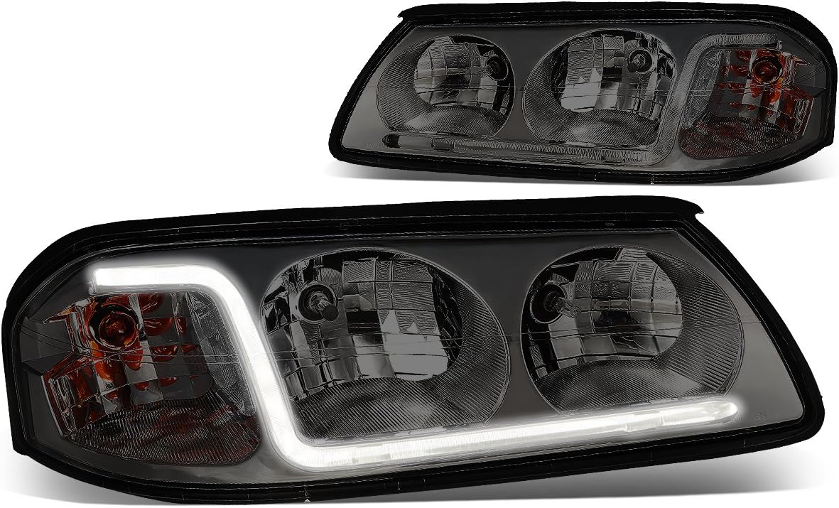 DNA MOTORING HL-OH-CI00-CH-AM Chrome Amber Headlights Compatible with 00-05 Chevy Impala
