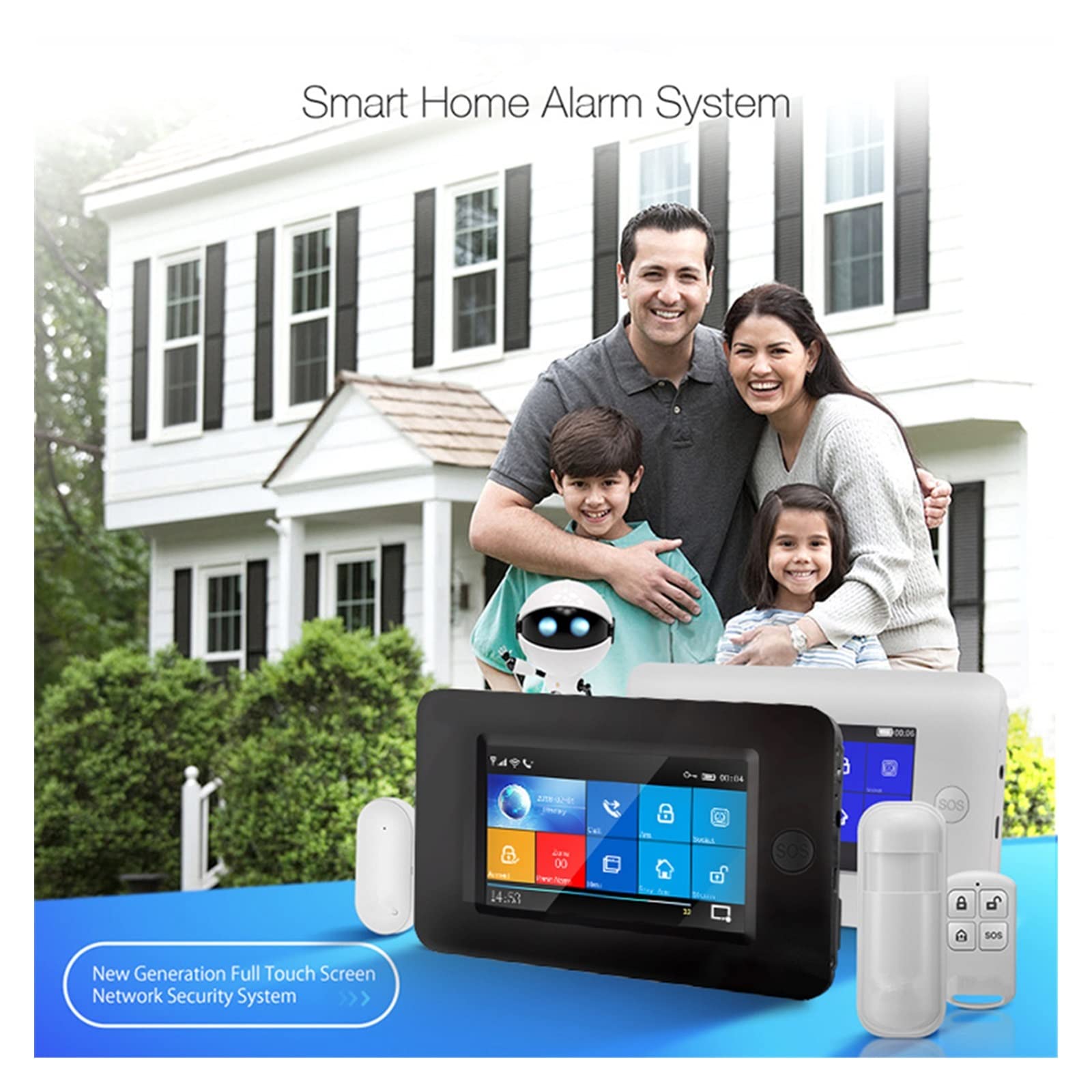 Sistema de Alarma, 433MHz Pantalla táctil inalámbrica gsm Tarjeta RFID de Alarma antirrobo Seguridad for el hogar Inteligente DIY Tuya