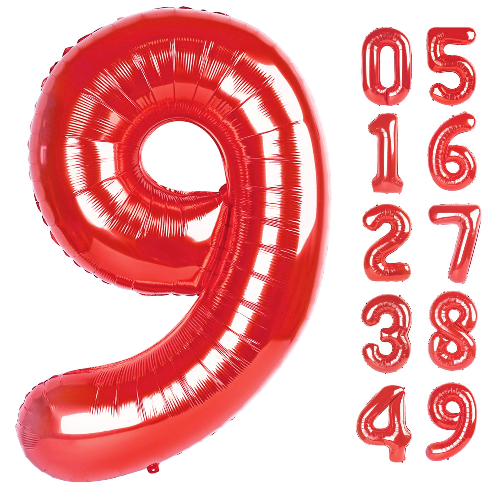 Number Balloon 40 Inch Red 9 Balloon, Large Numbers 9 9th Decorations for Girl Boy Birthday, 9 19 29 39 49 Birthday Party Engagement Wedding Supplies