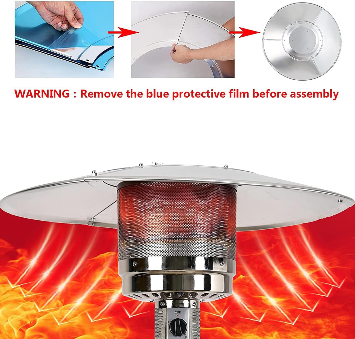 Patio Heater Reflector Shield Top, Aluminum Patio Heater Replacement Parts, Outdoor Heater Covers for Propane Outdoor Dome Replacement Part High Temperature