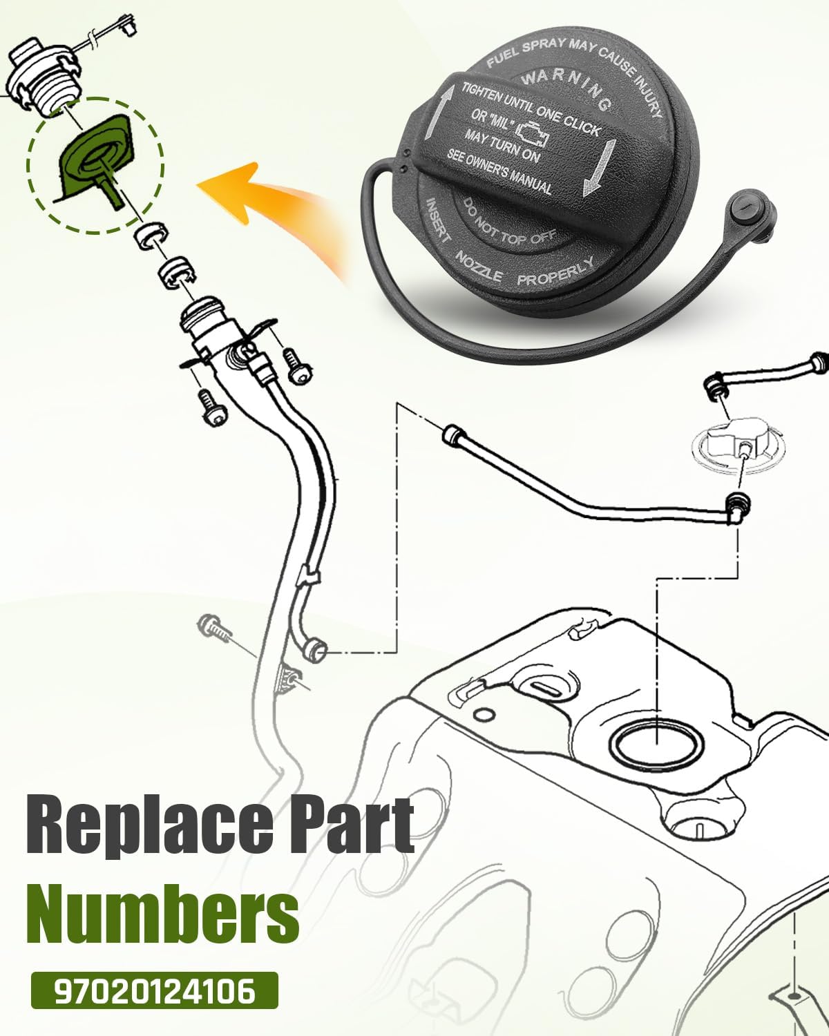 Fuel Gas Tank Cap Fit for Porsche Panamera 2010 2011 2012 2013 2014 2015 2016 Replace 97020124106 970-201-241-06 970 201 241 06