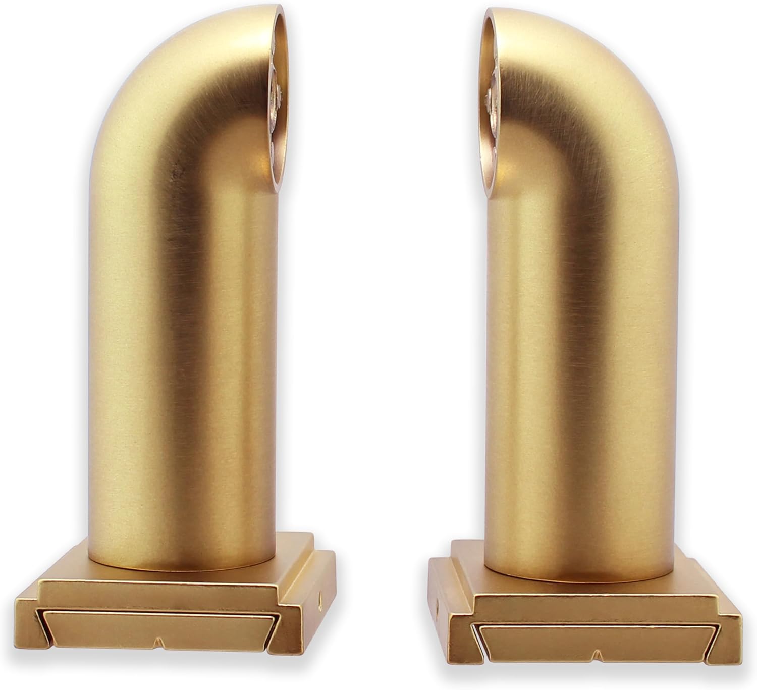 BlastHome® Luxury French Return Room Darkening Brackets – Premium Quality, Heavy Metal – Fits Only Signature Collection Curtain Rods (Rod Not Included) – 1 1/4" Large Diameter, Set of 2 – Brushed Gold