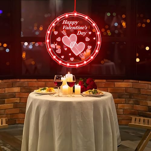 Miniatura 6 de Capoda Luz de ventana para el día de San Valentín de 8.3 pulgadas, cadena de luz de corazón rojo de San Valentín, funciona con pilas, silueta de