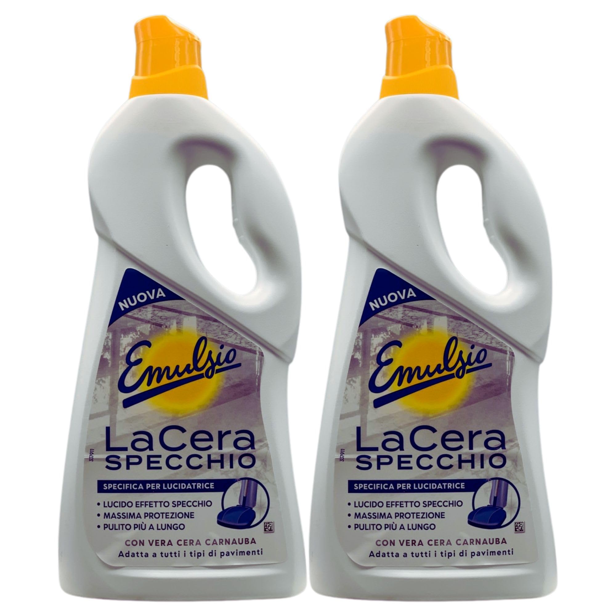 2x La Cera SPECCHIO, Specifica Per Lucidatrice, Con Vera Cera Carnauba. Per Un Lucido Effetto Specchio, Massima Protezione e Pulito Più a Lungo. Adatta a Tutti i Tipi Di Pavimenti 725ml
