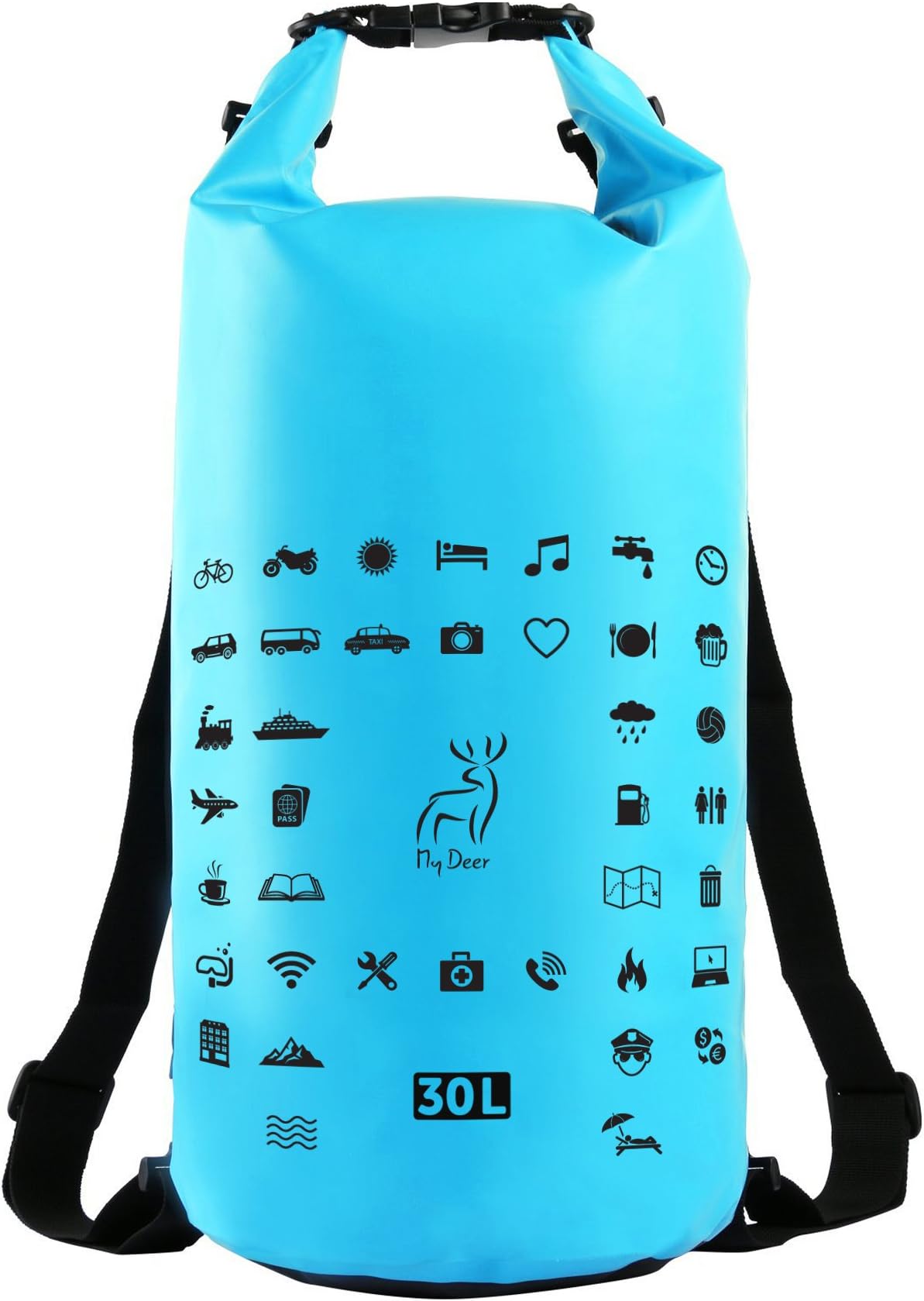 Premium Dry Bag Traveler Communicate with 39 Icons, Waterproof Dry Bags for Kayaking, Camping, Boating