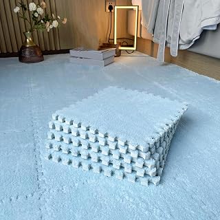 Juego de 20 alfombrillas de espuma entrelazadas, 30 x 30 cm, color azul