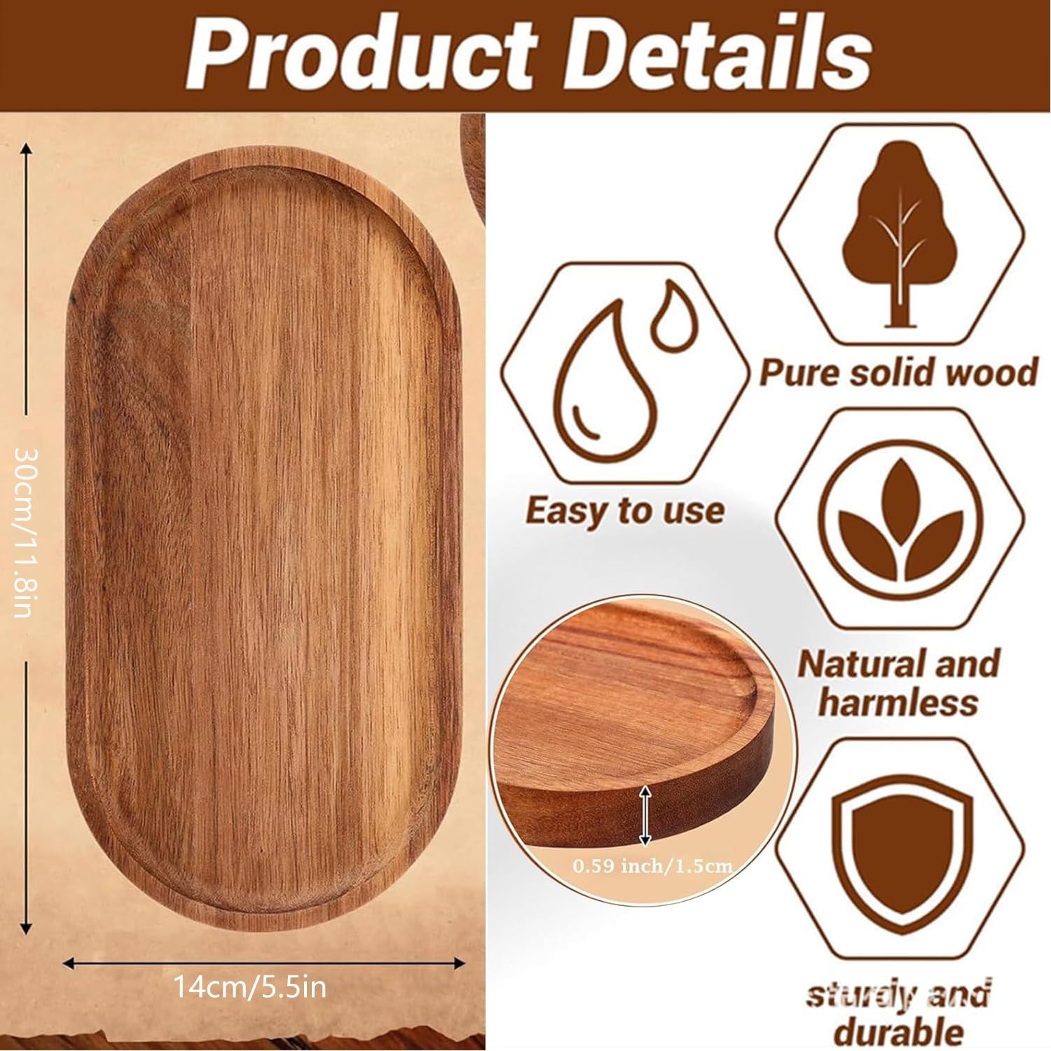 Wood Serving Trays 12x5.5 Inch Charcuterie Boards Oval Wooden Plates Wood Serving Platter Cheese Dinner Plates Bulk for Dessert Snack Bread Fruit Appetizer Dishes ((12" x 5.5"_8 Pack)