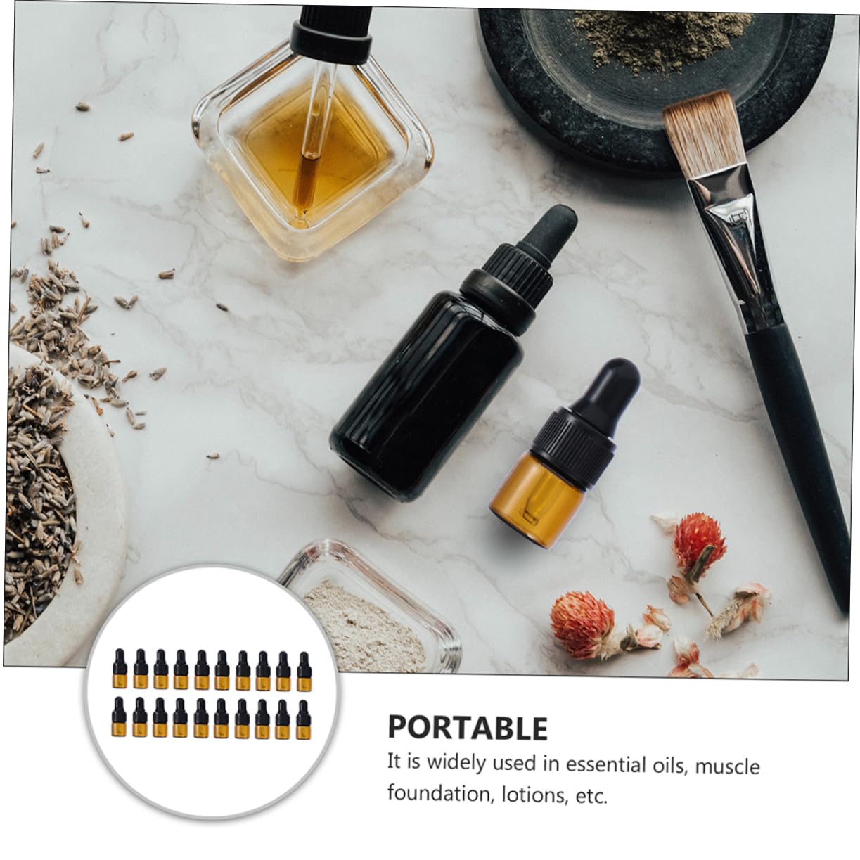 IWOWHERO Wear-resistant Essential Oil Bottles 40pcs Glass Dropper Bottles Reusable Leakproof for Travel