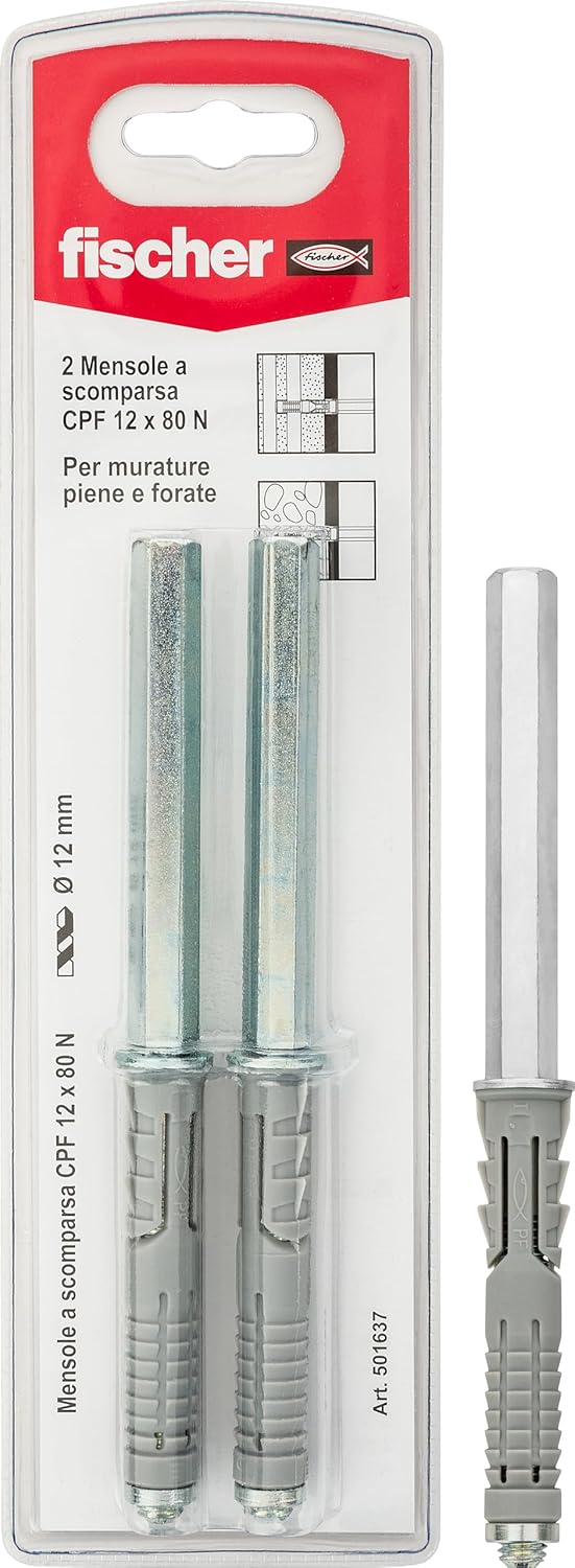 Fischer Reggie Mensola A Scomparsa CSB 8x70mm - Per Murature Piene E Semipiene, 2 Pezzi - Foto 2