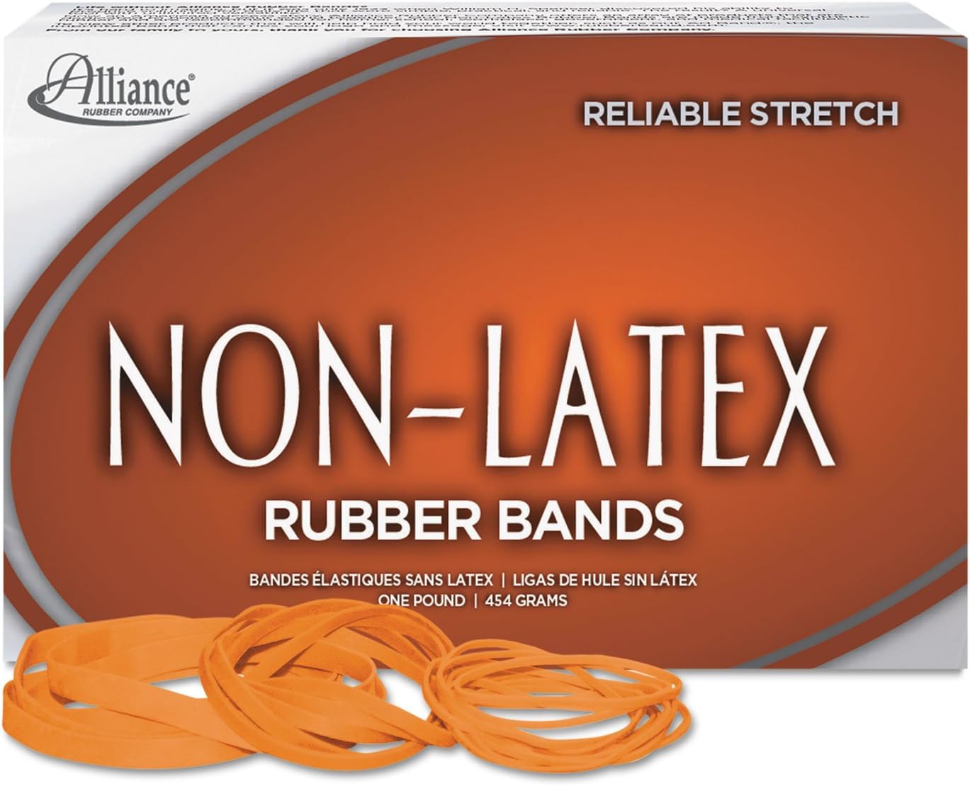 Alliance 37546 NonLatex Rubber Bands, Sz. 54, Orange