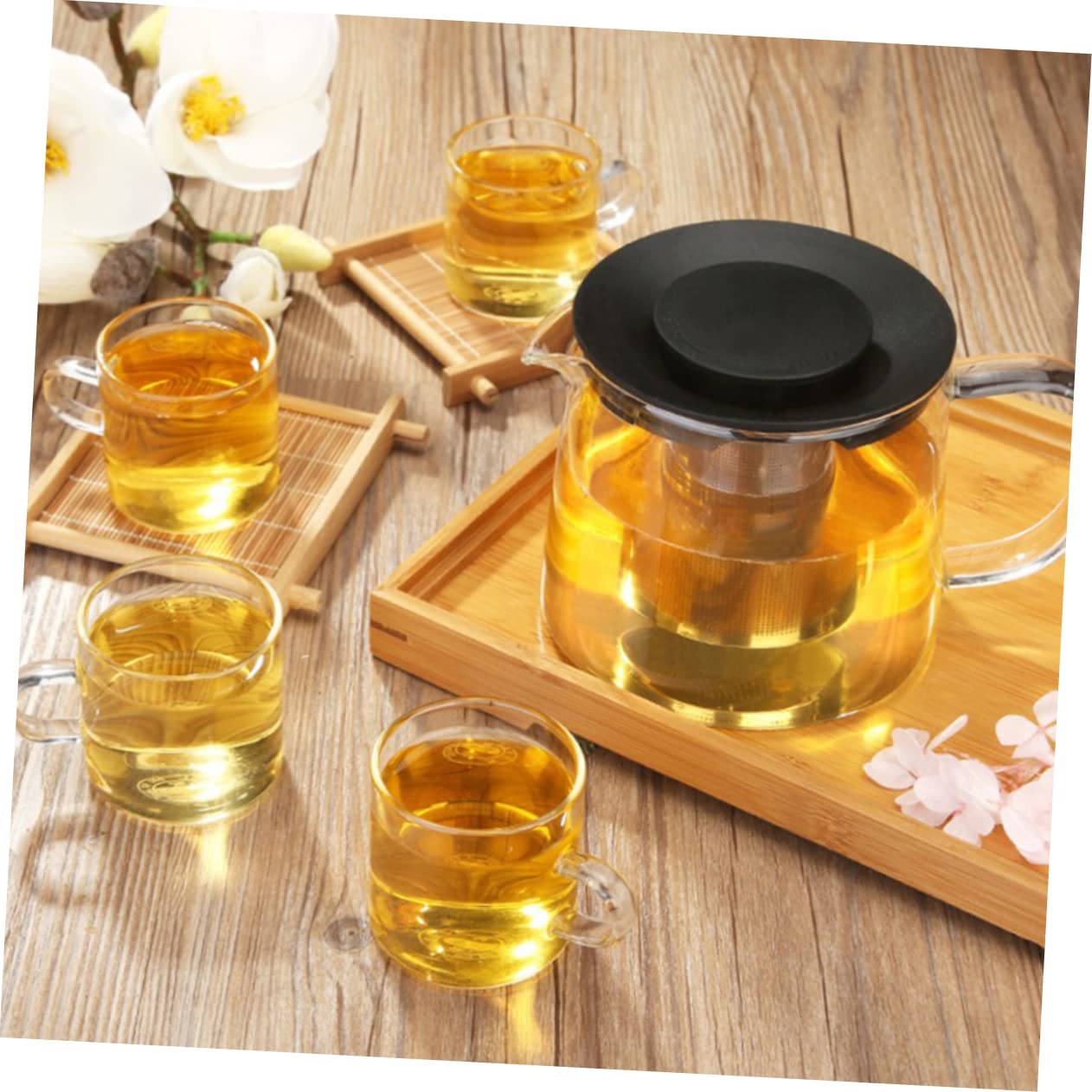 KICHOUSE 1500ml Heat Resistant Glass Teapot with Removable Stainless Steel Infuser for Loose Tea