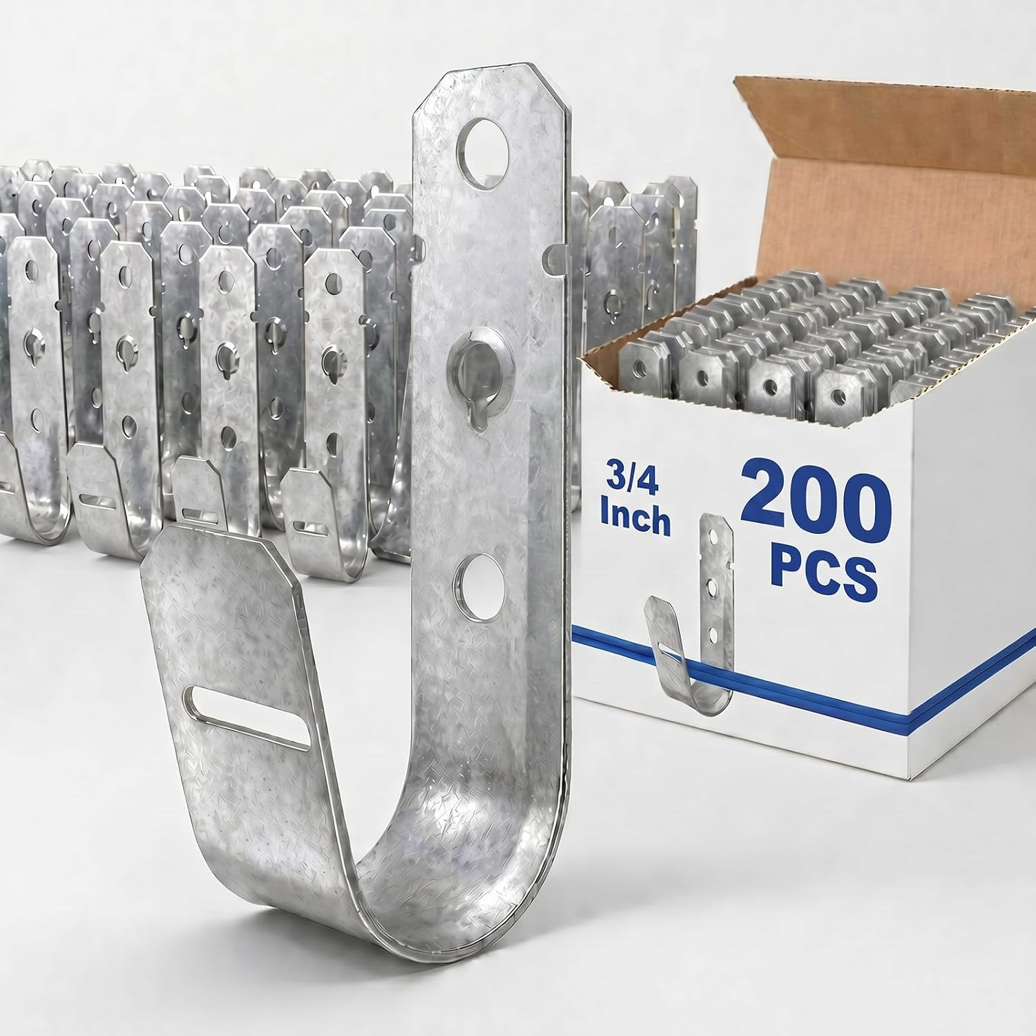Gisafai 200 Pcs 3/4'' Cable Support J-Hook Bulk, Metal Garage Hanging Hook