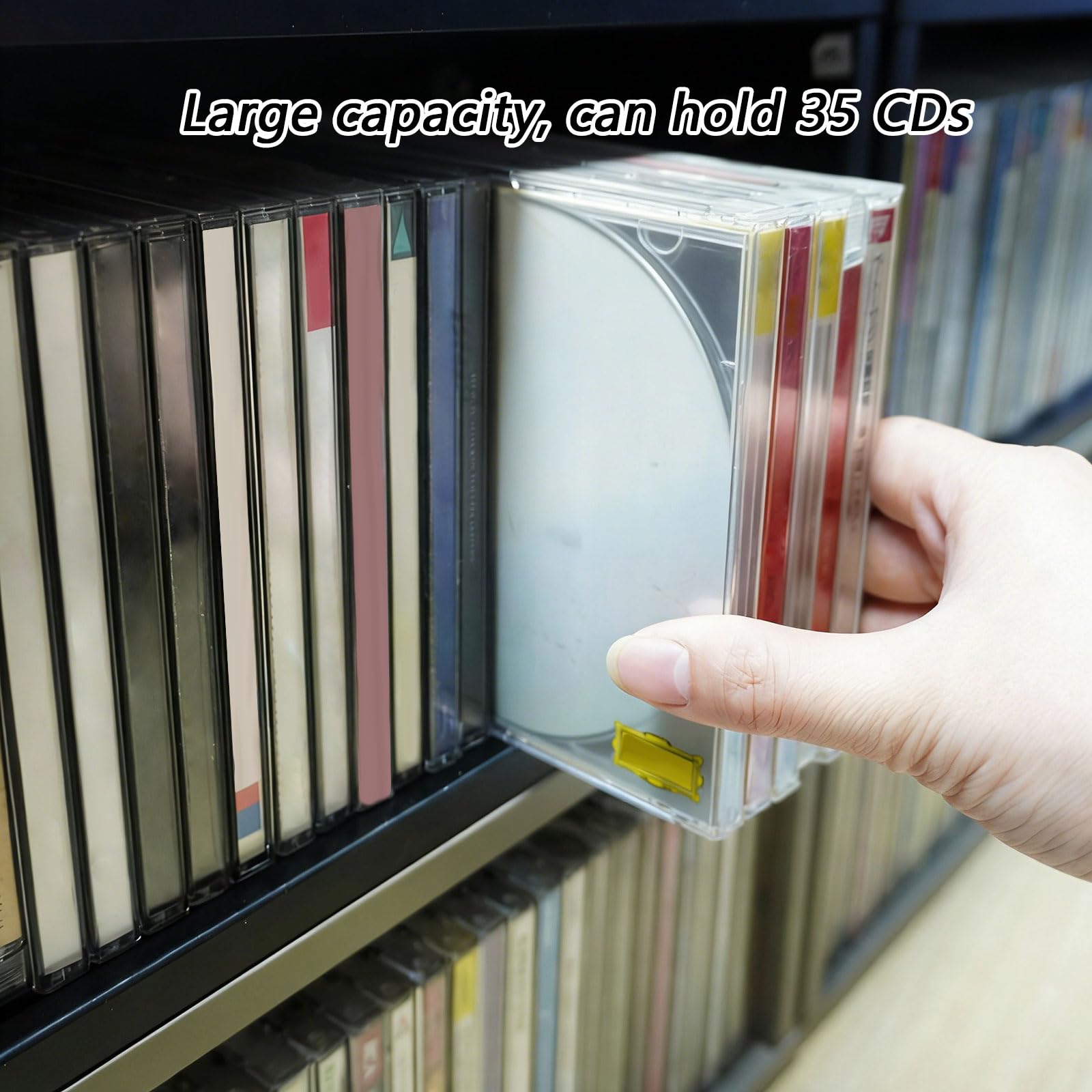 Soporte para discos multimedia de madera que ahorra espacio con estante de exhibición abierto, ideal para colecciones de videojuegos y música, DVD, planificador