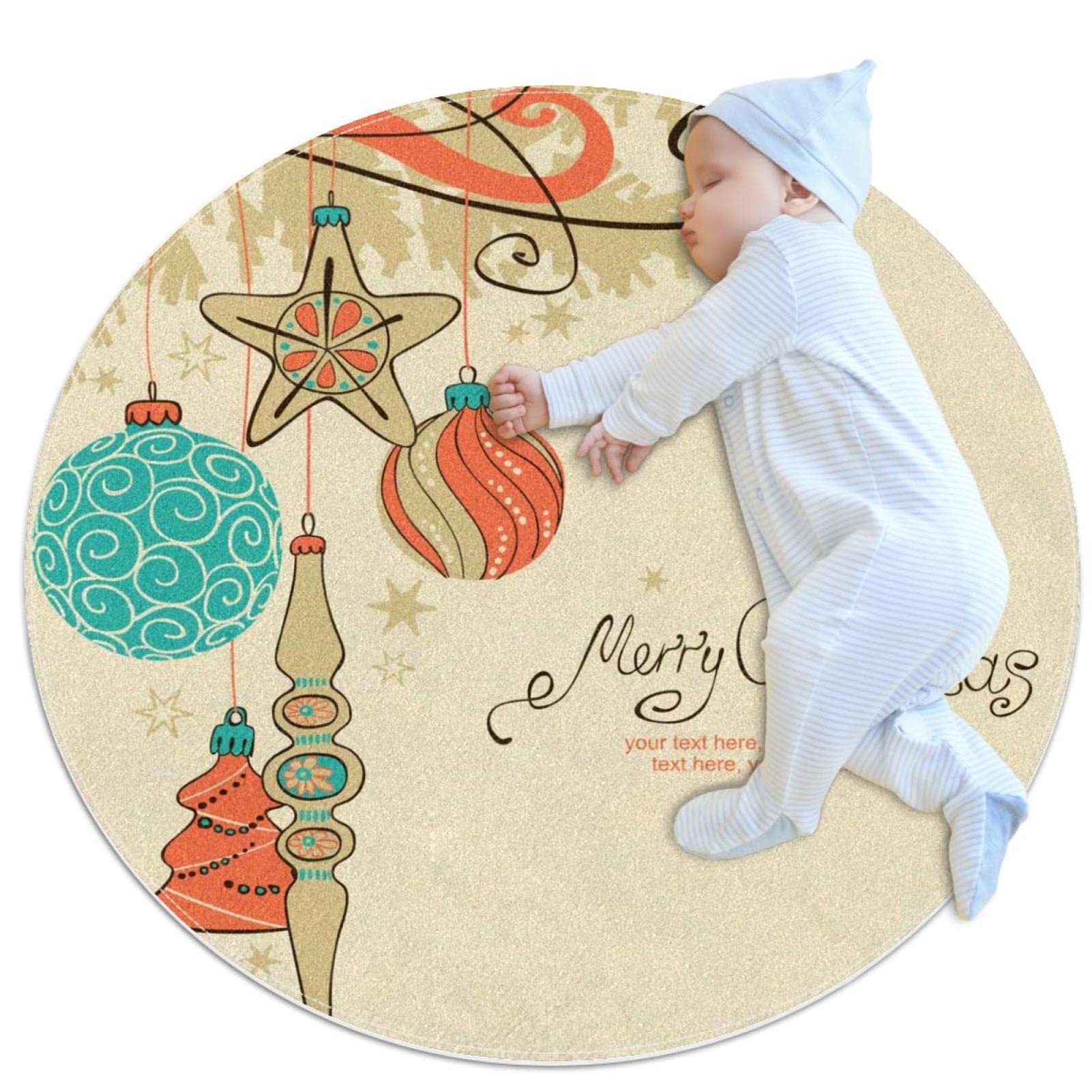 Tapis de sol circulaire anti-glisse Joyeux Noël pour éviter chutes