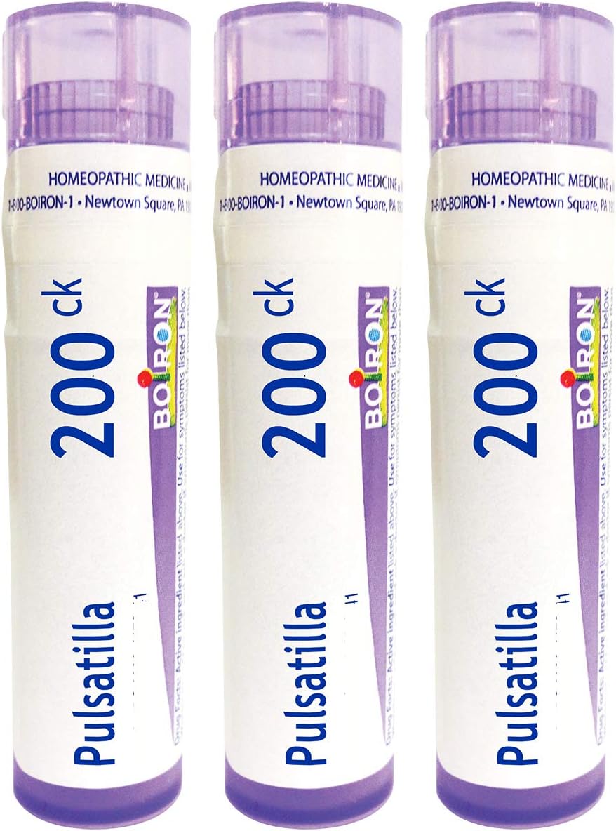 Boiron Pulsatilla 200ck Homeopathic Medicine for Cold with Thick, Yellow Discharge - Pack of 3 (240 Pellets)