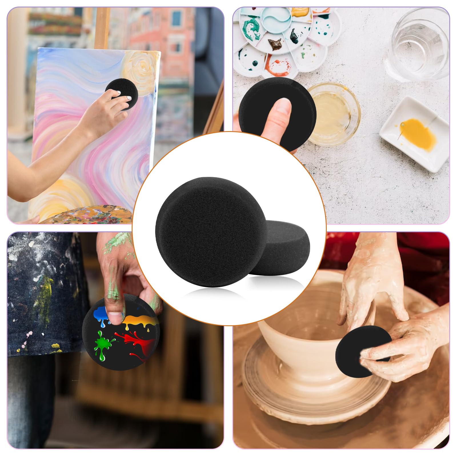 6 Spugne Rotonde Per Pittura - Diametro 7.6 Cm, Per Acquerello, Ceramica E Face Painting - Foto 14