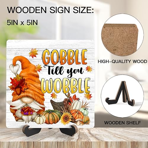 Miniatura 8 de Letrero de escritorio con cita de otoño, con texto en inglés "Enter His Gates With Thanksgiving Wooden Plate Sign with Thanksgiving con soporte,