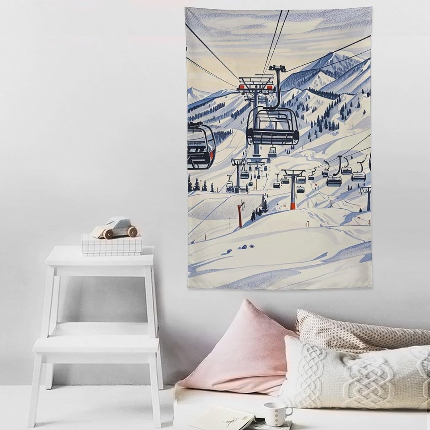WSOIHFEC Tapestry Wide Wall Hanging Mount Horsney Ski Lift Tapestry Vintage Lightweight Wall Blanket Funny Tapestry Wall Art Home Decor Soft Mural for Bedroom Dorm Living Room 40"x60" image 5
