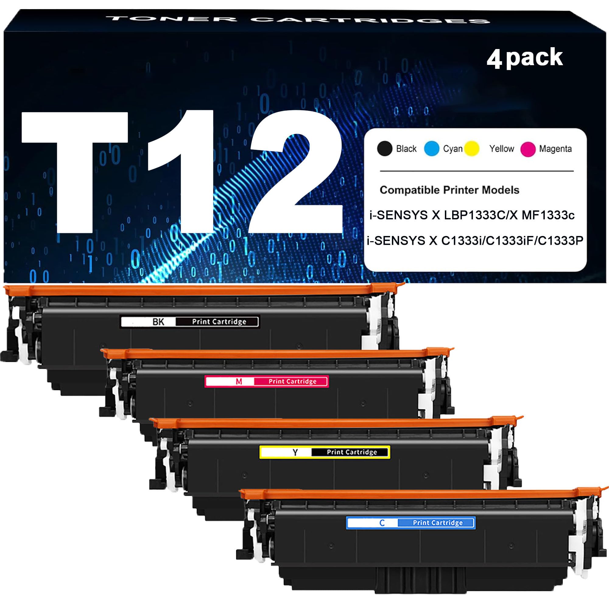 Cartuccia toner compatibile ad alta capacità T12, ricambio stampanti per Canon imageCLASS X LBP1333C MF1333C i-SENSYS X C1333i C1333P C1333iF, per una qualità di stampa nitida