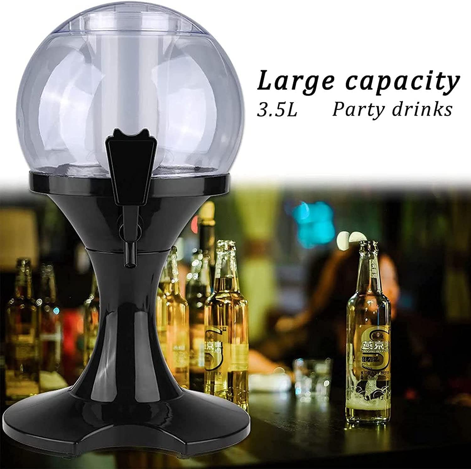 NAKEAH Dispensador de Cerveza con Grifo, dispensador de Bebidas Dispensador de Cerveza de 3,5 l, dispensador de Bebidas, dispensador de Cerveza Ball Party
