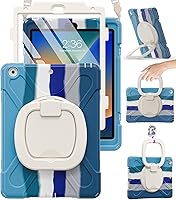 Vista 10 de BRAECN Funda de silicona resistente para 10.2 pulgadas, 9ª, 8ª y 7ª generación, con protector de pantalla integrado, agarre de asa, soporte, correa