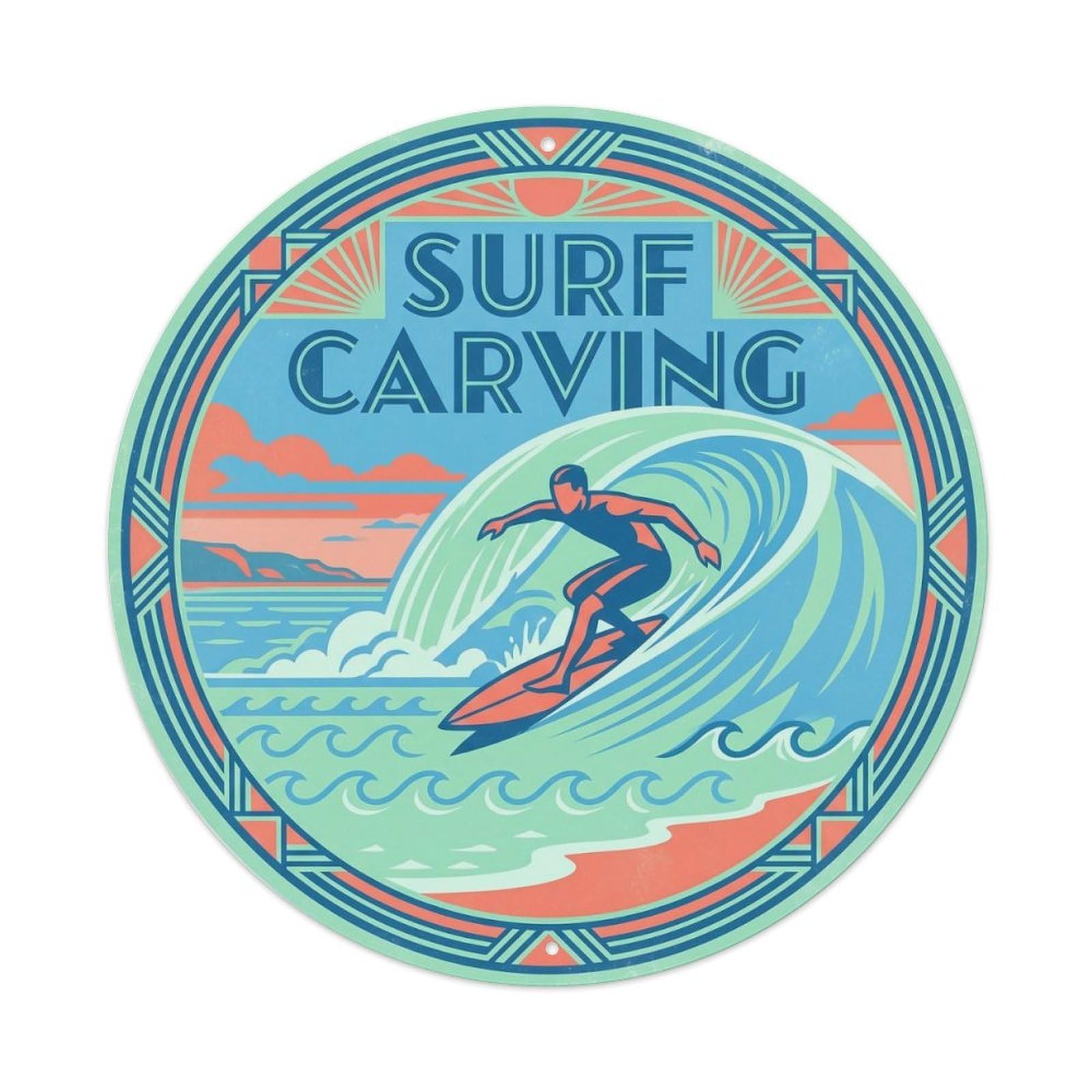 Surf Carving Hawaii Coastal Travel Island Break Metal Tin Sign